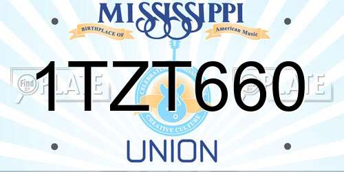 1TZT660 Mississippi License Plate