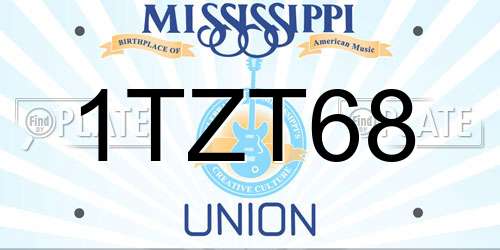 1TZT68 Mississippi License Plate