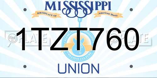 1TZT760 Mississippi License Plate