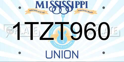 1TZT960 Mississippi License Plate