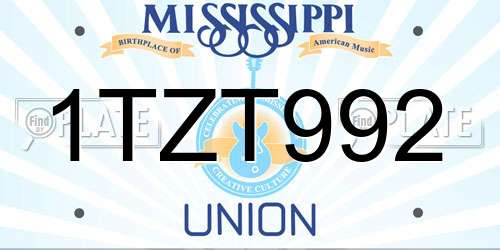 1TZT992 Mississippi License Plate