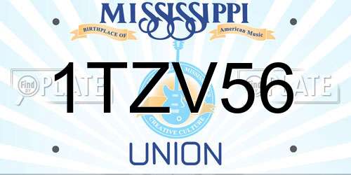 1TZV56 Mississippi License Plate