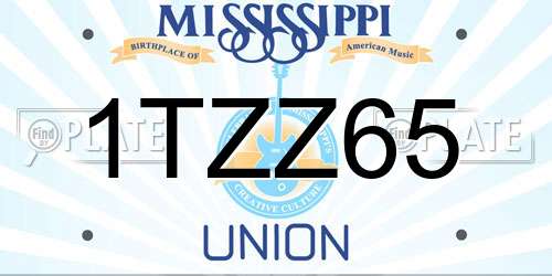 1TZZ65 Mississippi License Plate