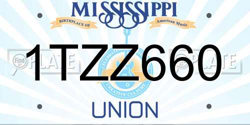 1TZZ660 Mississippi License Plate