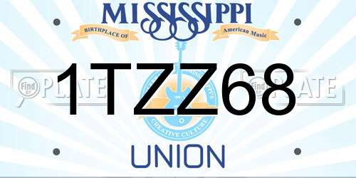 1TZZ68 Mississippi License Plate