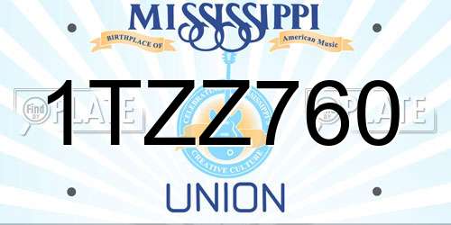 1TZZ760 Mississippi License Plate