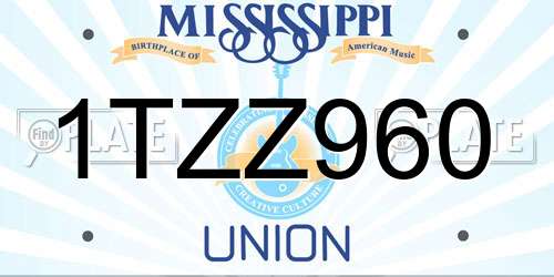 1TZZ960 Mississippi License Plate