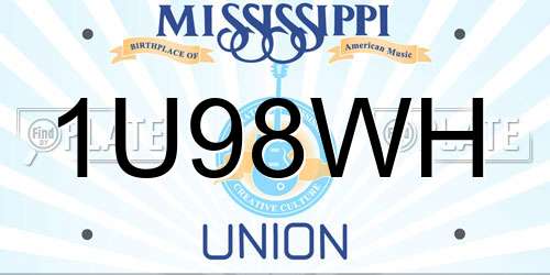 1U98WH Mississippi License Plate