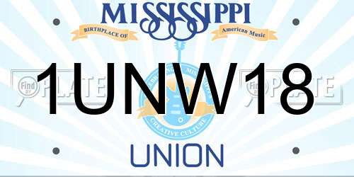 1UNW18 Mississippi License Plate