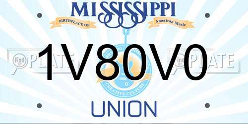 1V80V0 Mississippi License Plate