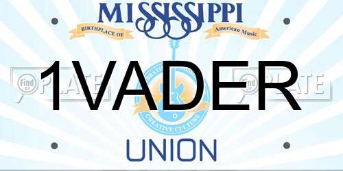 1VADER Mississippi License Plate