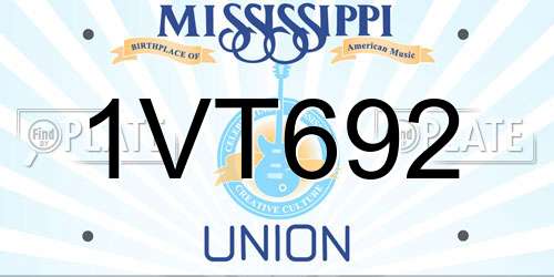1VT692 Mississippi License Plate
