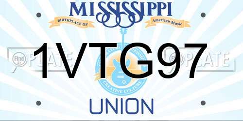 1VTG97 Mississippi License Plate