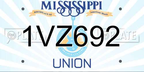 1VZ692 Mississippi License Plate