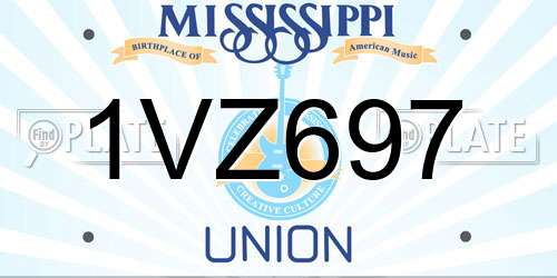1VZ697 Mississippi License Plate