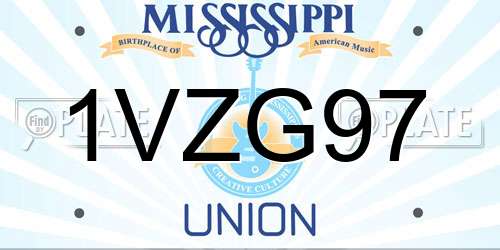 1VZG97 Mississippi License Plate