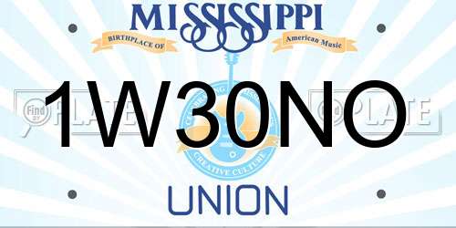 1W30NO Mississippi License Plate