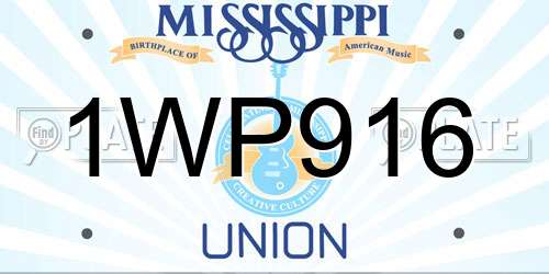 1WP916 Mississippi License Plate