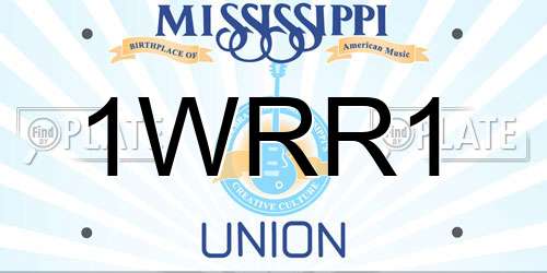 1WRR1 Mississippi License Plate
