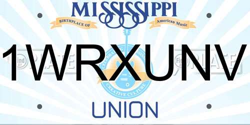 1WRXUNV Mississippi License Plate