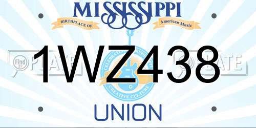 1WZ438 Mississippi License Plate