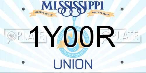 1Y00R Mississippi License Plate