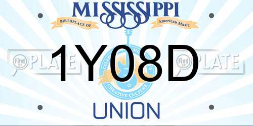 1Y08D Mississippi License Plate
