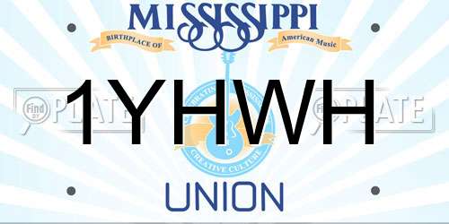 1YHWH Mississippi License Plate