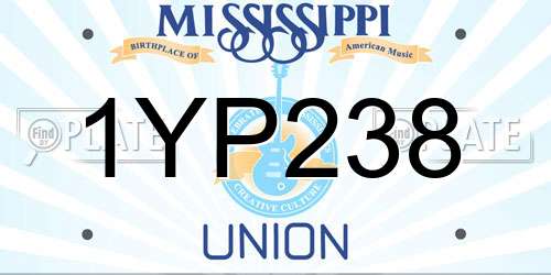 1YP238 Mississippi License Plate