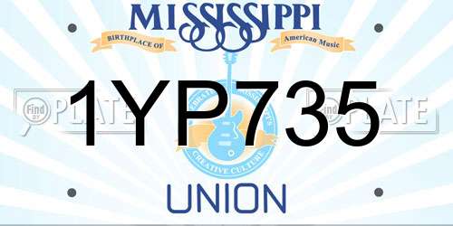 1YP735 Mississippi License Plate