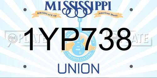 1YP738 Mississippi License Plate