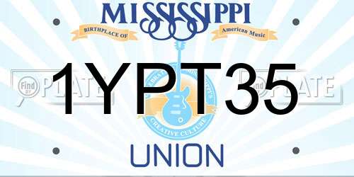 1YPT35 Mississippi License Plate