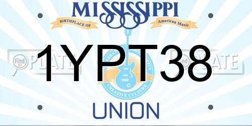 1YPT38 Mississippi License Plate
