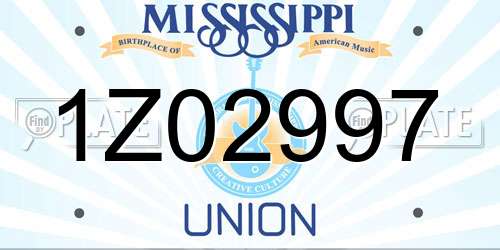 1Z02997 Mississippi License Plate