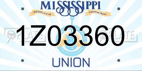 1Z03360 Mississippi License Plate
