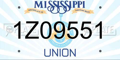 1Z09551 Mississippi License Plate