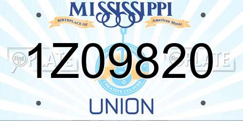 1Z09820 Mississippi License Plate