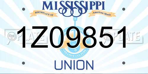 1Z09851 Mississippi License Plate