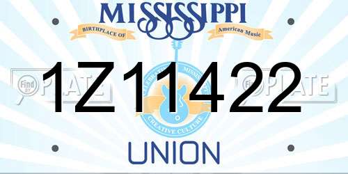 1Z11422 Mississippi License Plate
