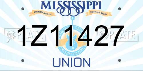 1Z11427 Mississippi License Plate