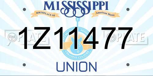 1Z11477 Mississippi License Plate