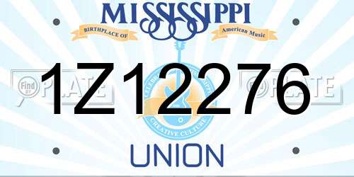 1Z12276 Mississippi License Plate