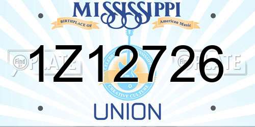 1Z12726 Mississippi License Plate