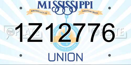 1Z12776 Mississippi License Plate