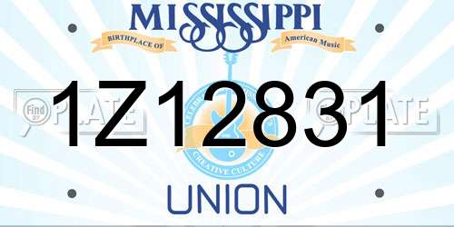 1Z12831 Mississippi License Plate