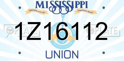 1Z16112 Mississippi License Plate