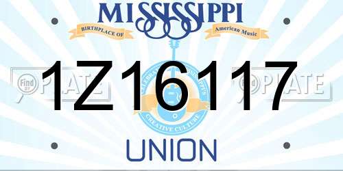 1Z16117 Mississippi License Plate