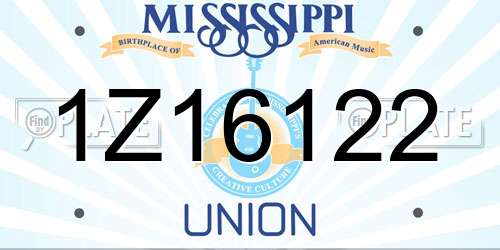 1Z16122 Mississippi License Plate
