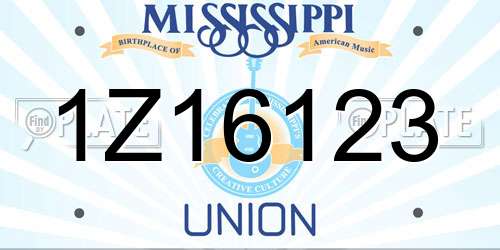1Z16123 Mississippi License Plate