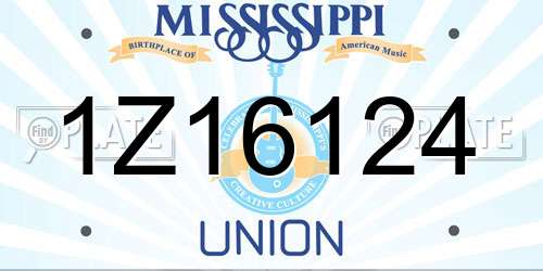 1Z16124 Mississippi License Plate